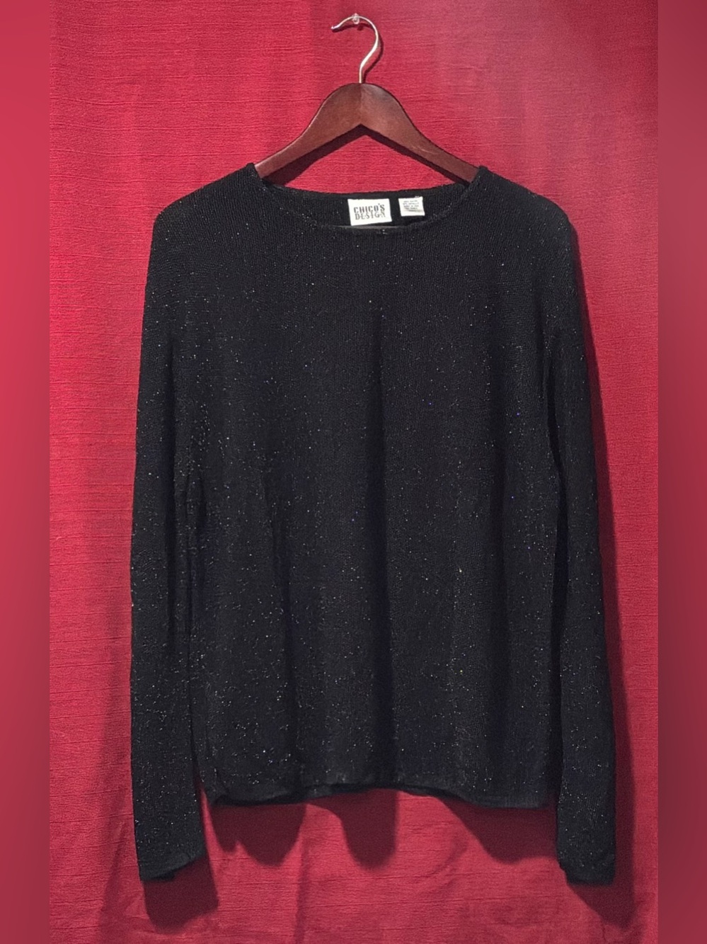 Chico's Black Sparkle Crew Sweater